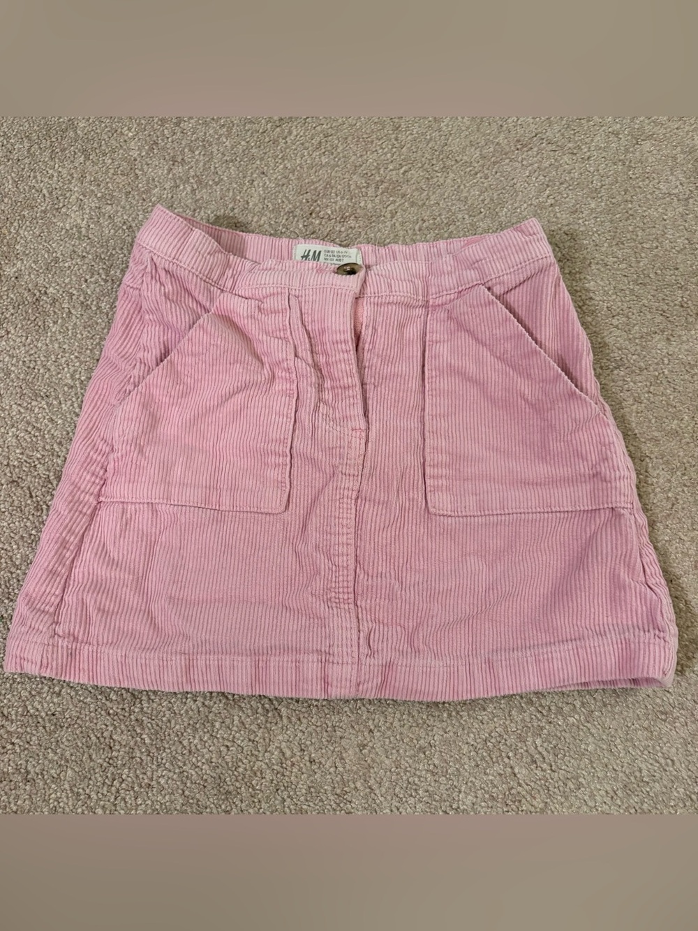H&M girls 6-7 years Light Pink Corduroy A-Line Mini Skirt with Front Pockets